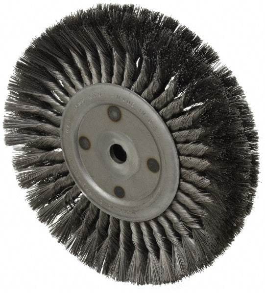 Anderson - 10" OD, 3/4" Arbor Hole, Knotted Steel Wheel Brush - 11/16" Face Width, 2-1/4" Trim Length, 0.014" Filament Diam, 4,500 RPM - Caliber Tooling