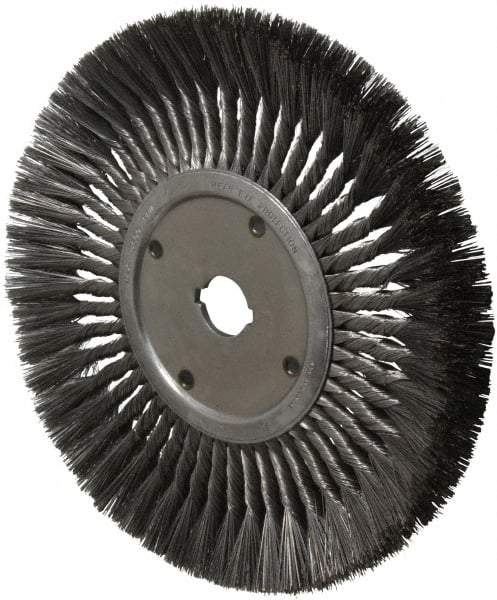 Anderson - 12" OD, 1-1/4" Arbor Hole, Knotted Steel Wheel Brush - 3/4" Face Width, 3-1/8" Trim Length, 0.014" Filament Diam, 3,600 RPM - Caliber Tooling