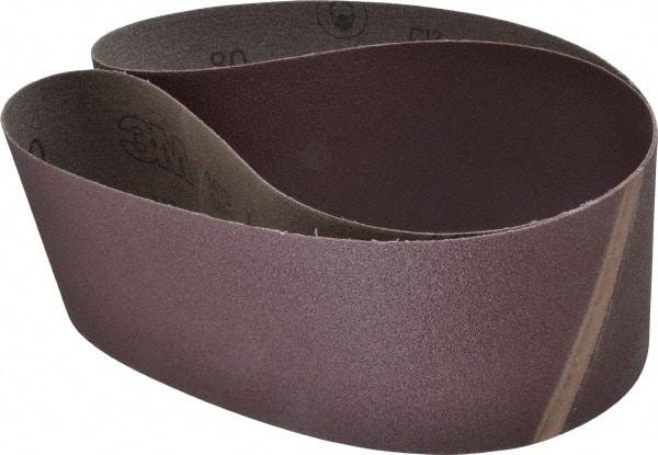 3M - 4" Wide x 52-1/2" OAL, 80 Grit, Aluminum Oxide Abrasive Belt - Aluminum Oxide, Medium, Coated, X Weighted Cloth Backing, Series 341D - Caliber Tooling