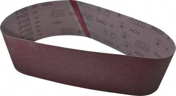 3M - 6" Wide x 48" OAL, 100 Grit, Aluminum Oxide Abrasive Belt - Aluminum Oxide, Fine, Coated, X Weighted Cloth Backing, Series 340D - Caliber Tooling