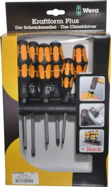 Wera - 6 Piece Phillips & Slotted Screwdriver Set - Round Shank, Ergonomic Handle, Bit Sizes: Philips #1 & #2 - Caliber Tooling