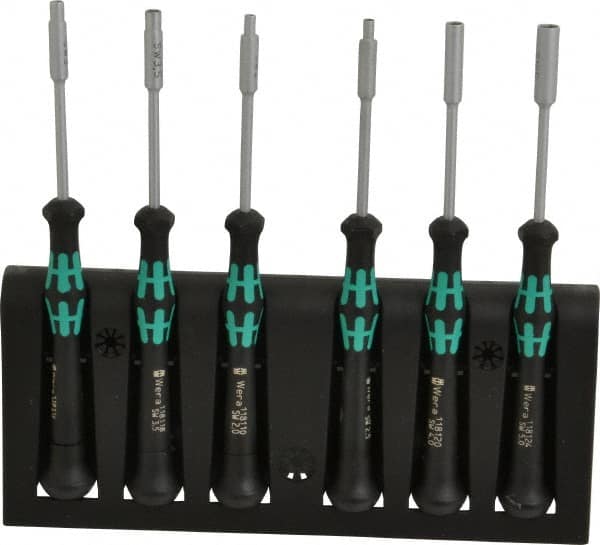 Wera - 6 Piece 2 to 5mm Electronic Nutdriver Set - Standard Shaft, Ergonomic Handle - Caliber Tooling