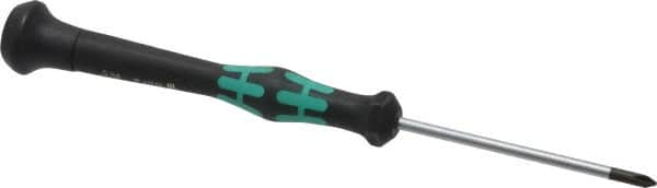 Wera - #0, 6-1/8" OAL, Electronic/Electrostatic Phillips Screwdriver - 2-3/8" Blade Length, Round Shank, Ergonomic Handle - Caliber Tooling