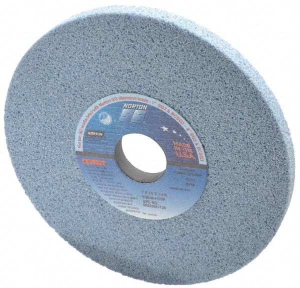 Norton - 7" Diam x 1-1/4" Hole x 1/2" Thick, H Hardness, 46 Grit Surface Grinding Wheel - Ceramic, Type 1, Coarse Grade, 3,600 Max RPM, Vitrified Bond, No Recess - Caliber Tooling