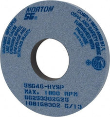 Norton - 14" Diam x 5" Hole x 1-1/2" Thick, H Hardness, 46 Grit Surface Grinding Wheel - Ceramic, Type 1, Coarse Grade, 1,800 Max RPM, Vitrified Bond, No Recess - Caliber Tooling