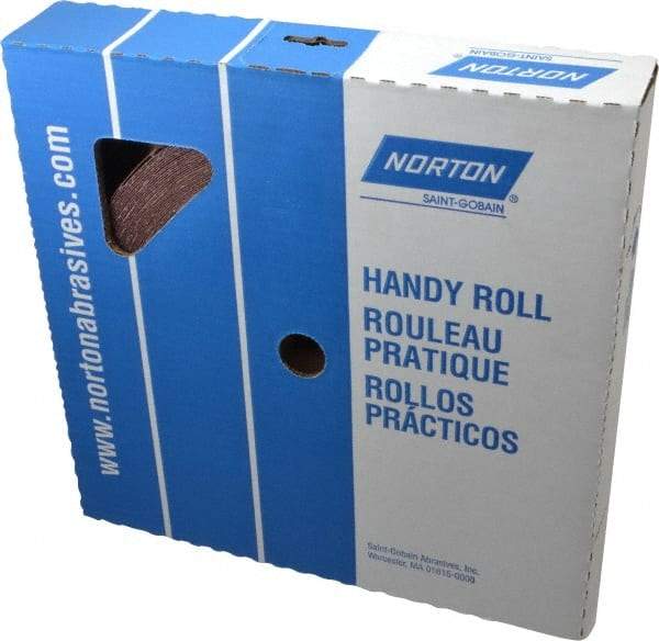 Norton - 1-1/2" x 50 Yd 60 Grit Aluminum Oxide Cloth Roll - Medium Grade, J Weighted Backing - Caliber Tooling