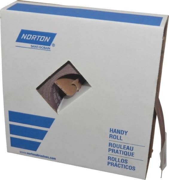 Norton - 1-1/2" x 50 Yd 180 Grit Aluminum Oxide Cloth Roll - Very Fine Grade, J Weighted Backing - Caliber Tooling