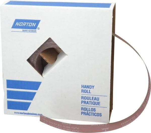 Norton - 1-1/2" x 50 Yd 600 Grit Aluminum Oxide Cloth Roll - Extra Fine Grade, J Weighted Backing - Caliber Tooling