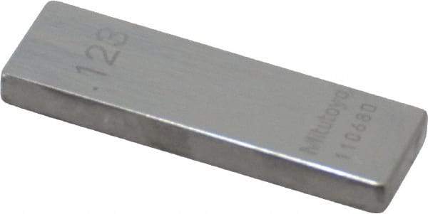 Mitutoyo - 0.123" Rectangular Steel Gage Block - Accuracy Grade 0, Includes Certificate of Inspection - Caliber Tooling