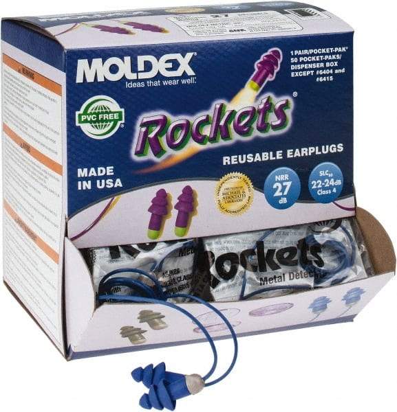 Moldex - Metal Detectable, Reusable, Corded, 27 dB Earplugs - Blue - Caliber Tooling