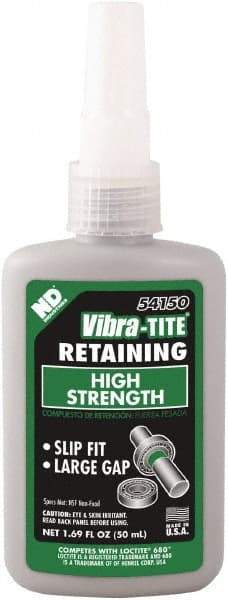 Vibra-Tite - 50 mL Bottle, Green, High Strength Liquid Retaining Compound - Series 541, 24 hr Full Cure Time, Heat Removal - Caliber Tooling