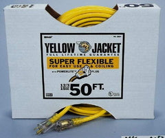 Southwire - 50', 12/3 Gauge/Conductors, Yellow Outdoor Extension Cord - 1 Receptacle, 15 Amps, 125 VAC, UL SJTW-A, NEMA 5-15P, 5-15R - Caliber Tooling