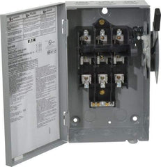 Eaton Cutler-Hammer - 30 Amp, 240 VAC, 3 Pole Fused Safety Switch - NEMA 1, 1 Phase, 1-1/2 to 3 hp at 240 VAC (Single Phase), 3 to 7-1/2 hp at 240 VAC (Triple Phase), 3PST Contact Form - Caliber Tooling