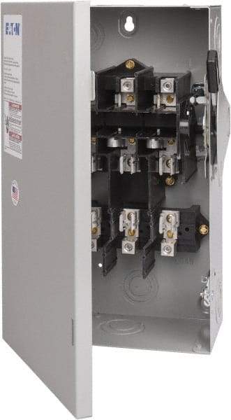 Eaton Cutler-Hammer - 60 Amp, 240 VAC, 3 Pole Fused Safety Switch - NEMA 1, 1 Phase, 3 to 10 hp at 240 VAC (Single Phase), 7-1/2 to 15 hp at 240 VAC (Triple Phase), 3PST Contact Form - Caliber Tooling