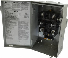 Eaton Cutler-Hammer - 30 Amp, 240 VAC, 2 Pole Fused Safety Switch - NEMA 3R, 3 Phase, 1-1/2 to 3 hp at 240 VAC (Single Phase), 3 to 7-1/2 hp at 240 VAC (Triple Phase), DPST Contact Form - Caliber Tooling