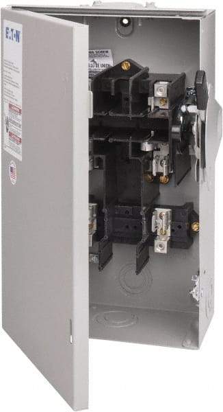 Eaton Cutler-Hammer - 60 Amp, 240 VAC, 2 Pole Fused Safety Switch - NEMA 3R, 3 Phase, 3 to 10 hp at 240 VAC (Single Phase), 7-1/2 to 15 hp at 240 VAC (Triple Phase), DPST Contact Form - Caliber Tooling