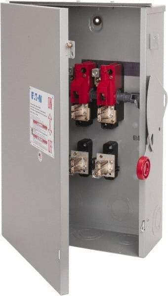 Eaton Cutler-Hammer - 200 Amp, 240 VAC, 2 Pole Fused Safety Switch - NEMA 3R, 3 Phase, 15 to 25 hp at 240 VAC\xA0 (Single Phase), 50 hp at 240 VAC (Triple Phase), DPST Contact Form - Caliber Tooling