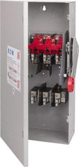 Eaton Cutler-Hammer - 100 Amp, 250 VDC, 480-600 VAC, 3 Pole Fused Safety Switch - NEMA 1, 1 Phase, 30 hp at 480 VAC, 40 hp at 600 VAC (Single Phase), 60 hp at 480 VAC, 75 hp at 600 VAC (Triple Phase), 3PST Contact Form - Caliber Tooling