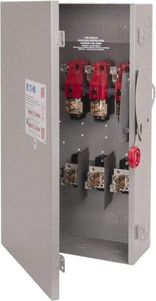 Eaton Cutler-Hammer - 200 Amp, 250 VDC, 480-600 VAC, 3 Pole Fused Safety Switch - NEMA 1, 1 Phase, 50 hp at 480/600 VAC (Single Phase), 125 hp at 480 VAC, 150 hp at 600 VAC (Triple Phase), 3PST Contact Form - Caliber Tooling