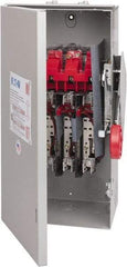 Eaton Cutler-Hammer - 60 Amp, 250 VDC, 480-600 VAC, 3 Pole Fused Safety Switch - NEMA 3R, 3 Phase, 20 hp at 480 VAC, 25 hp at 600 VAC (Single Phase), 30 hp at 480 VAC, 50 hp at 600 VAC (Triple Phase), 3PST Contact Form - Caliber Tooling