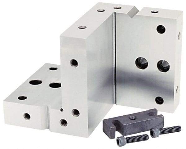 Suburban Tool - 4" Wide x 6" Deep x 4" High Steel Precision-Ground Angle Plate - Compound Plate, Machined Holes on Surface, Open End, 1" Thick, Pair of Plates - Caliber Tooling