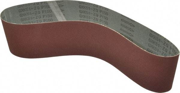 Tru-Maxx - 4" Wide x 36" OAL, 150 Grit, Aluminum Oxide Abrasive Belt - Aluminum Oxide, Very Fine, Coated, X Weighted Cloth Backing - Caliber Tooling