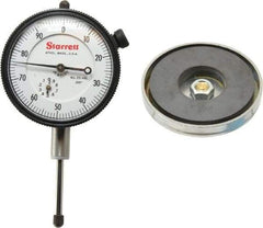 Starrett - 0.001" Graduation, 0-100 Dial Reading, Indicator & Base Kit - 0.34" Base Height, 2" Base Diam - Caliber Tooling