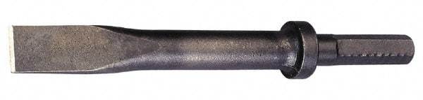 Made in USA - 1" Head Width, 12" OAL, Flat Chisel - Hex Drive, Hex Shank, Alloy Steel - Caliber Tooling