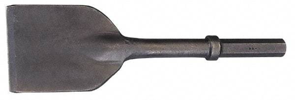 Made in USA - 5" Head Width, 11" OAL, 1-1/8" Shank Diam, Asphalt Cutter Chisel - Hex Drive, Hex Shank, Alloy Steel - Caliber Tooling