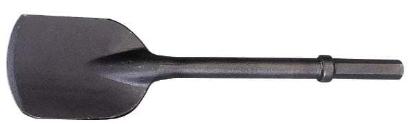 Made in USA - 5-1/2" Head Width, 22" OAL, 1-1/8" Shank Diam, Spade Chisel - Hex Drive, Hex Shank, Alloy Steel - Caliber Tooling