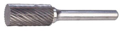 M.A. Ford - 5/8" Cut Diam, 1/4" Shank Diam, Cylinder Head Double Cut Burr - Carbide, Flat End, 1" LOC, 3" OAL - Caliber Tooling