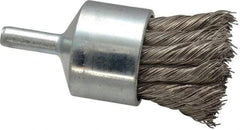 Weiler - 1-1/8" Brush Diam, Knotted, End Brush - 1/4" Diam Shank, 22,000 Max RPM - Caliber Tooling