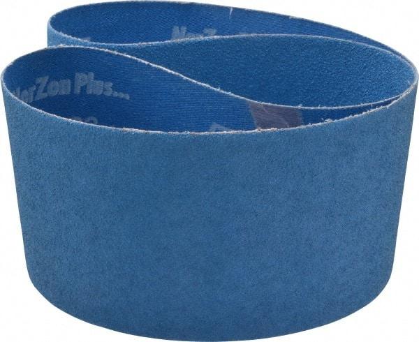 Norton - 4" Wide x 36" OAL, 60 Grit, Zirconia Alumina Abrasive Belt - Zirconia Alumina, Medium, Coated, X Weighted Cloth Backing, Series R823 - Caliber Tooling