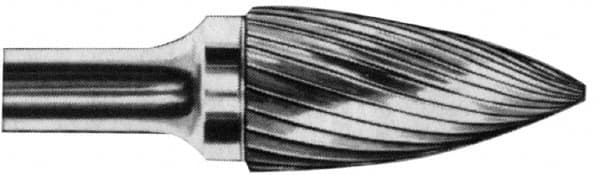 SGS Pro - 5/8" Cut Diam, 3/8" Shank Diam, Cylinder Head Double Cut Burr - Carbide, Flat End, 1" LOC, 3" OAL - Caliber Tooling