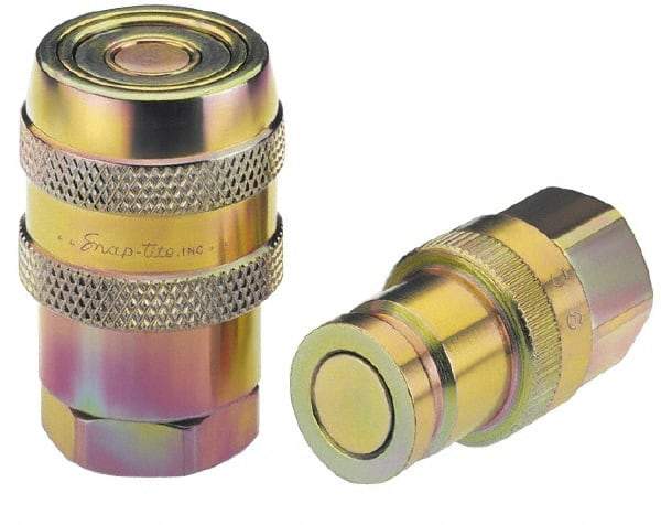 Parker - 3/8 Thread Stainless Steel Hydraulic Hose Valved Coupler - 5,000 psi, 12 GPM - Caliber Tooling