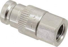 Parker - 1/4 Thread Stainless Steel Hydraulic Hose Valved Coupler - 5,000 psi, 6 GPM - Caliber Tooling