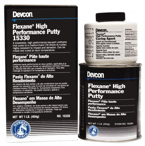 Devcon - 1 Lb Kit Black Butyl Rubber Putty - 120°F (Wet), 180°F (Dry) Max Operating Temp, 15 min Tack Free Dry Time - Caliber Tooling