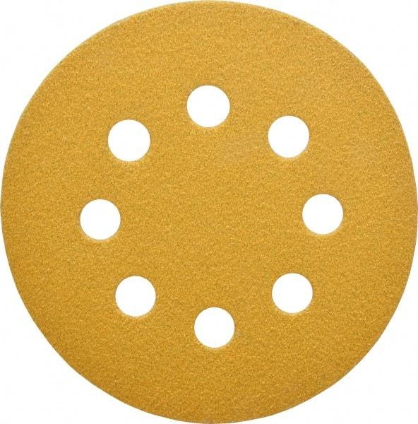 Made in USA - 5" Diam, 60 Grit, Aluminum Oxide Hook & Loop Disc - Medium Grade, Coated, E Weight Paper Backing, - Caliber Tooling