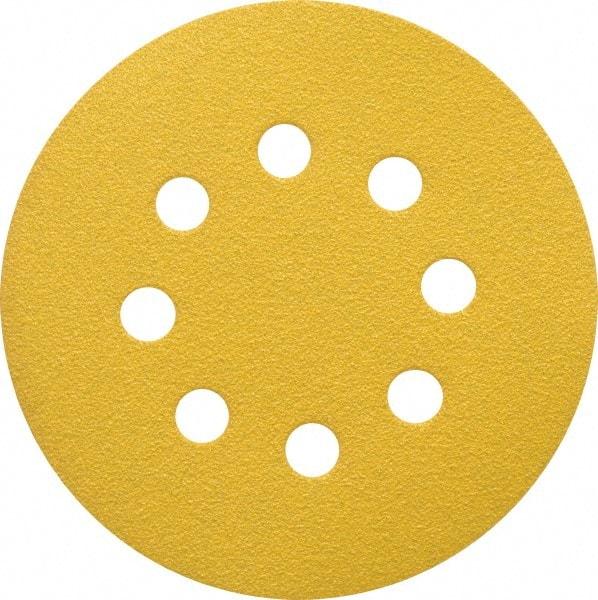 Made in USA - 5" Diam, 80 Grit, Aluminum Oxide Hook & Loop Disc - Medium Grade, Coated, C Weight Paper Backing, - Caliber Tooling