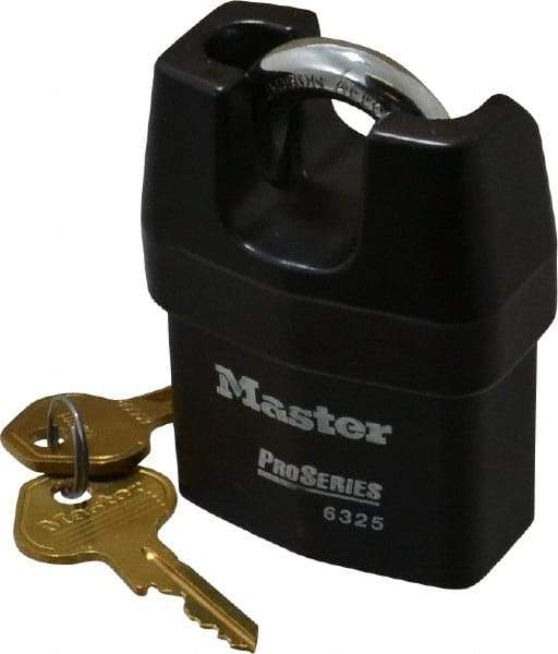 Master Lock - 3/4" Shackle Clearance, Keyed Alike Padlock - 3/8" Shackle Width, 3/8" Shackle Diam, Laminated Steel - Caliber Tooling