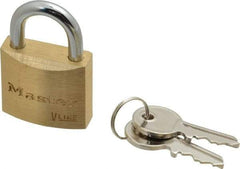 Master Lock - 9/16" Shackle Clearance, Keyed Alike Padlock - 3/16" Shackle Diam, Brass - Caliber Tooling