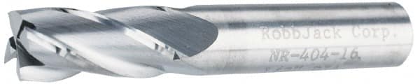 RobbJack - 5/8", 1-1/4" LOC, 5/8" Shank Diam, 3-1/2" OAL, 4 Flute, Solid Carbide Square End Mill - Single End, Uncoated, Spiral Flute, 30° Helix, Centercutting, Right Hand Cut, Right Hand Flute, Series NR-404 - Caliber Tooling