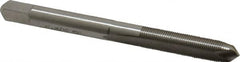 Made in USA - #12-48 UNS, 2 Flute, Bright Finish, High Speed Steel Spiral Point Tap - Plug Chamfer, Right Hand Thread, 2-3/8" OAL, 15/16" Thread Length - Exact Industrial Supply