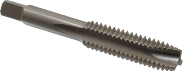 Made in USA - 1/2-12 UNS, 3 Flute, Bright Finish, High Speed Steel Spiral Point Tap - Plug Chamfer, Right Hand Thread, 3-3/8" OAL, 1-21/32" Thread Length - Exact Industrial Supply