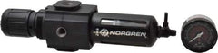 Norgren - 3/8" NPT Port Intermediate 1 Piece Filter/Regulator FRL Unit - Polycarbonate Bowl, 123 SCFM, 150 Max psi, 9.95" High x 2.68" Long, Manual Drain - Caliber Tooling