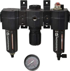 Norgren - 3/8" NPT Port Intermediate 3 Piece Filter-Regulator-Lubricator FRL Unit - Metal Bowl, 75 SCFM, 250 Max psi, 82" High x 9.13" Long, Automatic Drain - Caliber Tooling