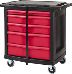 Rubbermaid - 250 Lb Capacity, 5 Drawer Mobile Workstation - 30-1/2" Wide x 20-1/4" Deep x 33-5/8" High, Plastic - Caliber Tooling