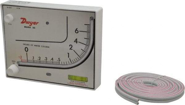 Dwyer - 15 Max psi, 3% Accuracy, Plastic Manometer - 15 Maximum PSI, 7 Inch Water Column, 140°F Max - Caliber Tooling