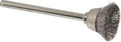 Anderson - 9/16" Diam, 1/8" Shank Diam, Stainless Steel Fill Cup Brush - 0.005 Wire Diam, 25,000 Max RPM - Caliber Tooling