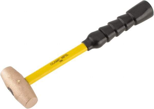 No-Mar - 2 Lb Head 1-1/4" Face Brass Hammer - Fiberglass Handle - Caliber Tooling